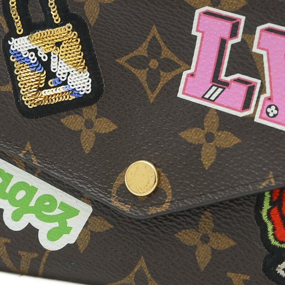 LOUIS VUITTON Monogram Patches Sticker Portefeuille Sara Long Wallet M63318 - Picture 3 of 9